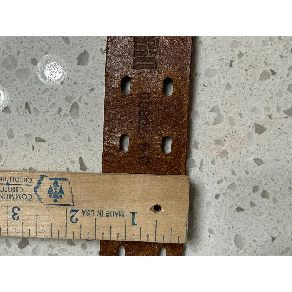 Duluth Trading Co Belt Brown EUC Double Prong Solid Brass  Casual Work 34